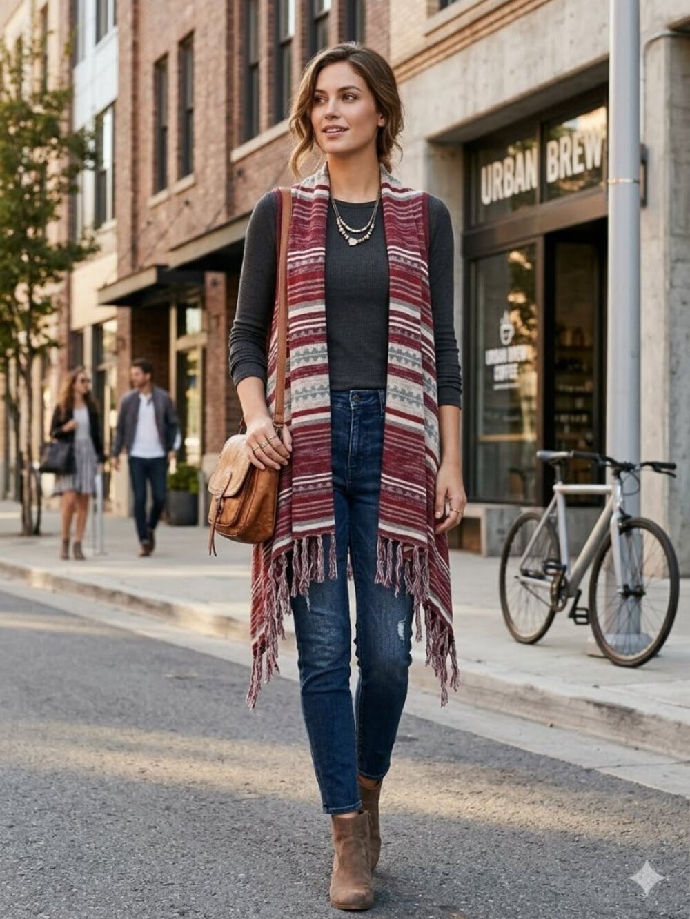 Live and Let Live One World Womens Red Sleeveless Aztec Print Cardigan Sweater